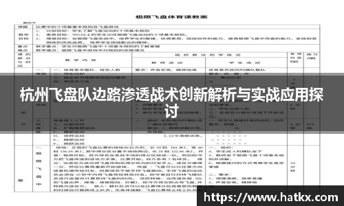 杭州飞盘队边路渗透战术创新解析与实战应用探讨